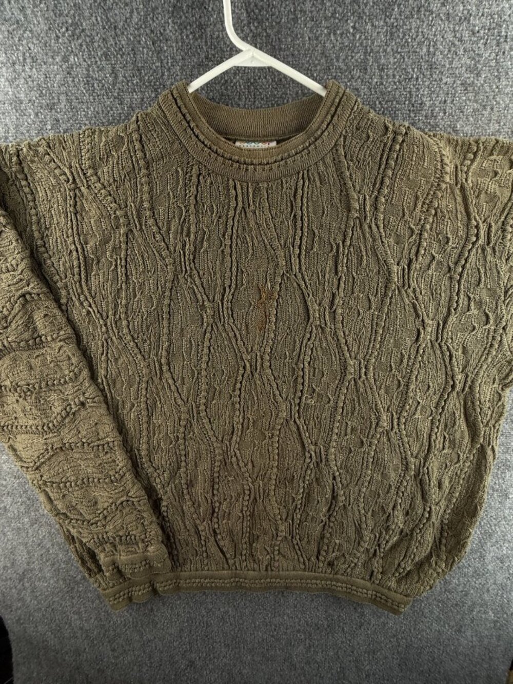 COOGI Pullover Sweater Australia Green 3D Knit 3XL Big Long Sleeve Men Cotton **